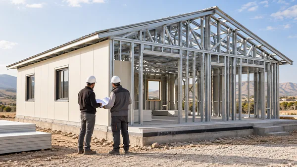 Çelik taşıyıcı sistemi sahada incelenen prefabrik konut