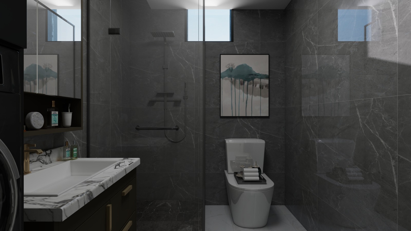 Ytong ev modern banyo iç mekân renderı